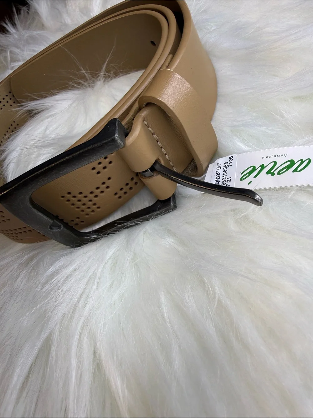 Women’s Tan Perforated Leather Belt